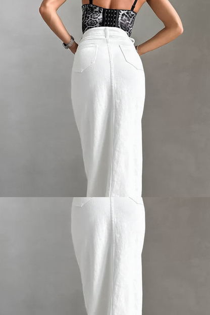Casual Daily Pocket Buckle Regular High Waist Straight Bottoms
