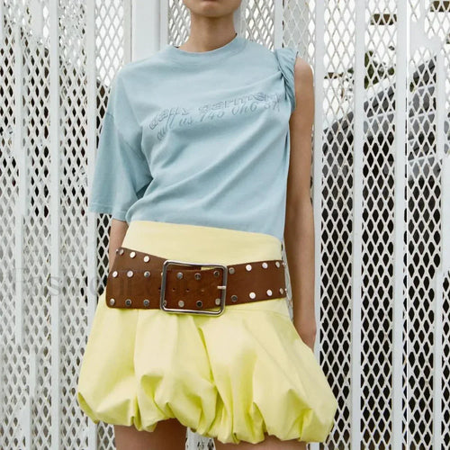 3D Flower Denim Micro Skirt