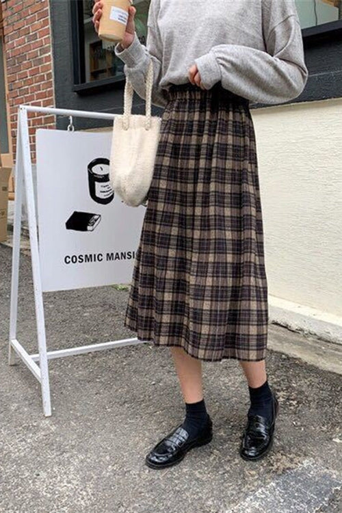 High Waist Retro Wool Pleated Skirts