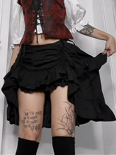Gothic Style Irregular Midi Skirt