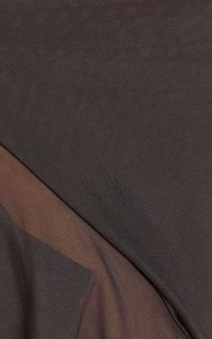 Constantina Midi Dress - Asymmetric Ruffle Tie Back Dress in Dark Chocolate