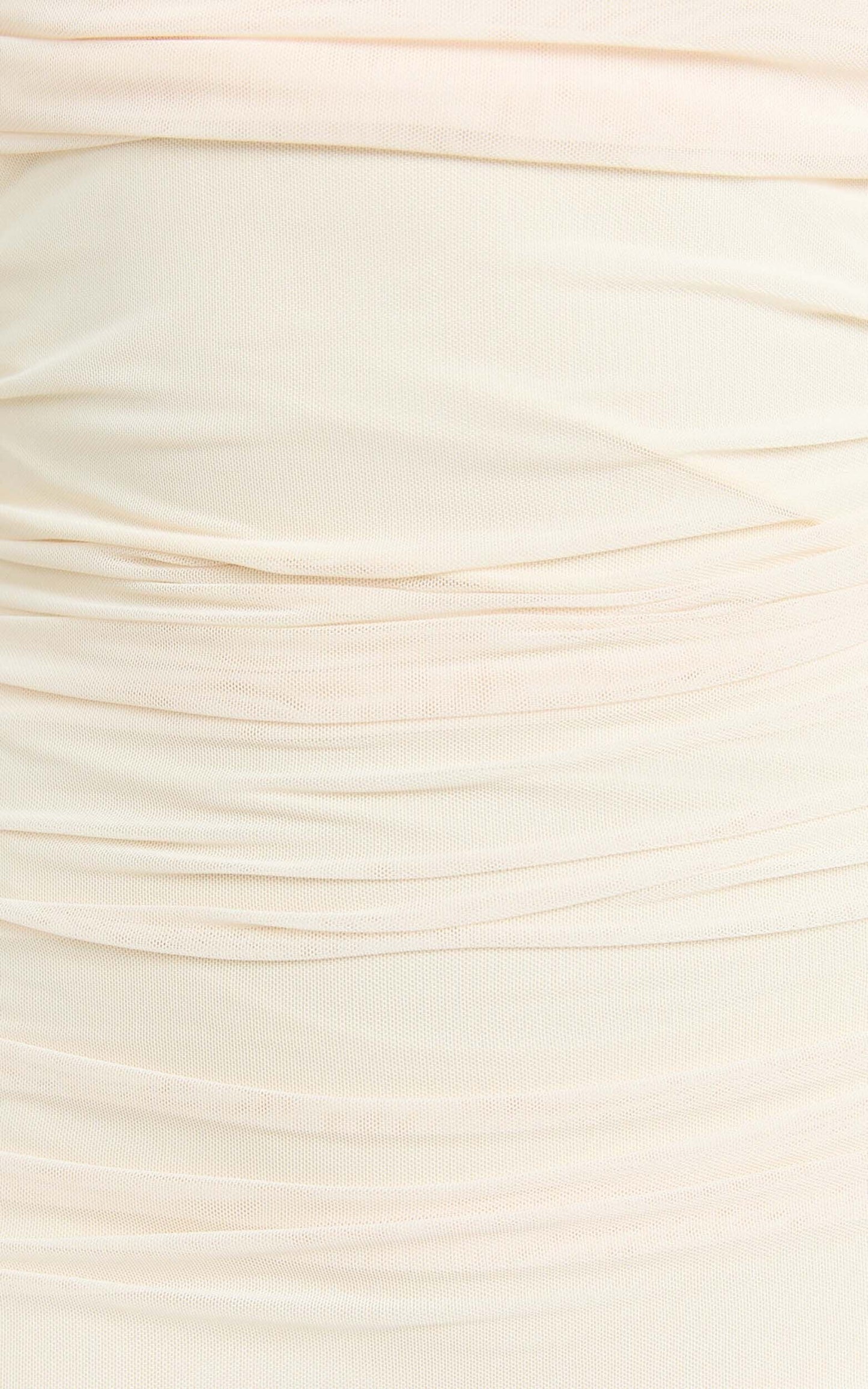 Caterina Maxi - Ruched Off Shoulder Mesh Dress in Off White