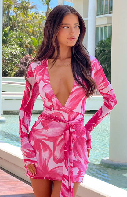 Florenta Pink Floral Mini Dress