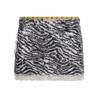 Zaylie Sequin Zebra Mini Skirt