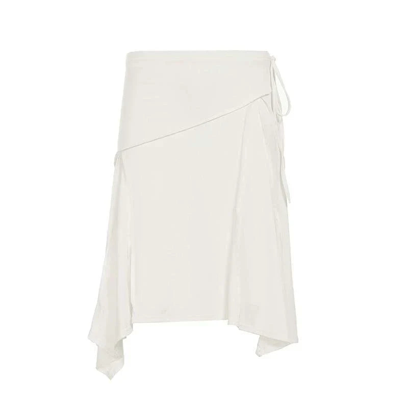 Tristan White Asymmetric Maxi Skirt