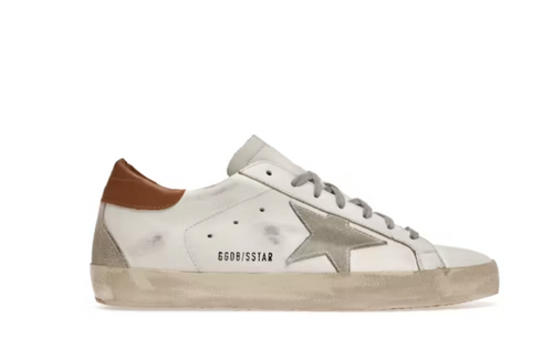 Golden Goose Super Star White Vacchetta Tan Grey Suede Patch