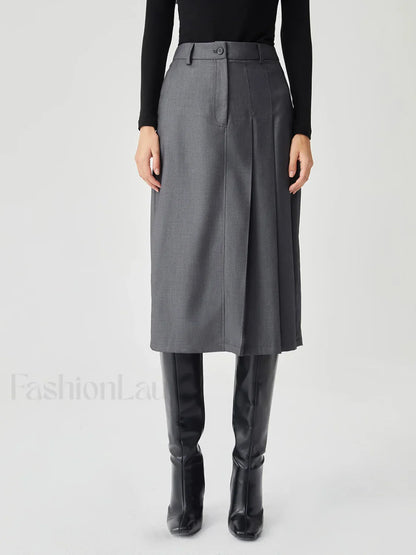 Asymmetrical Pleated Graceful Midi Skirt