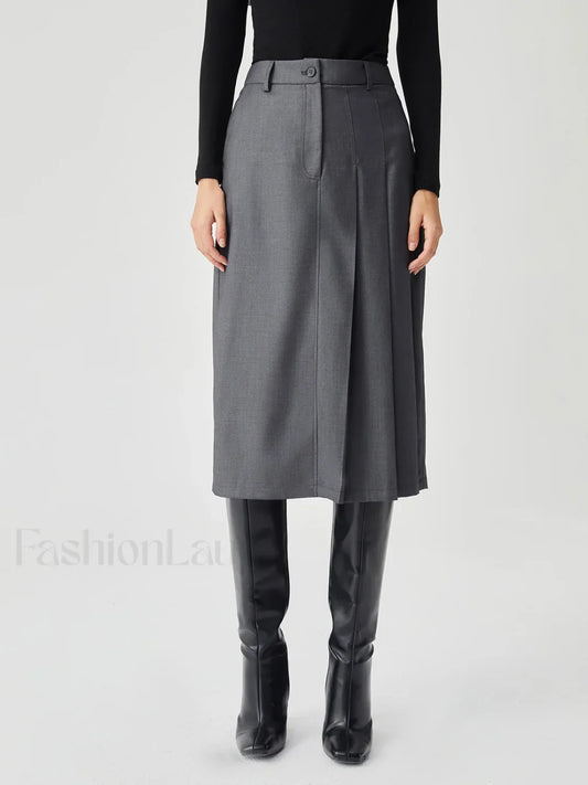 Asymmetrical Pleated Graceful Midi Skirt