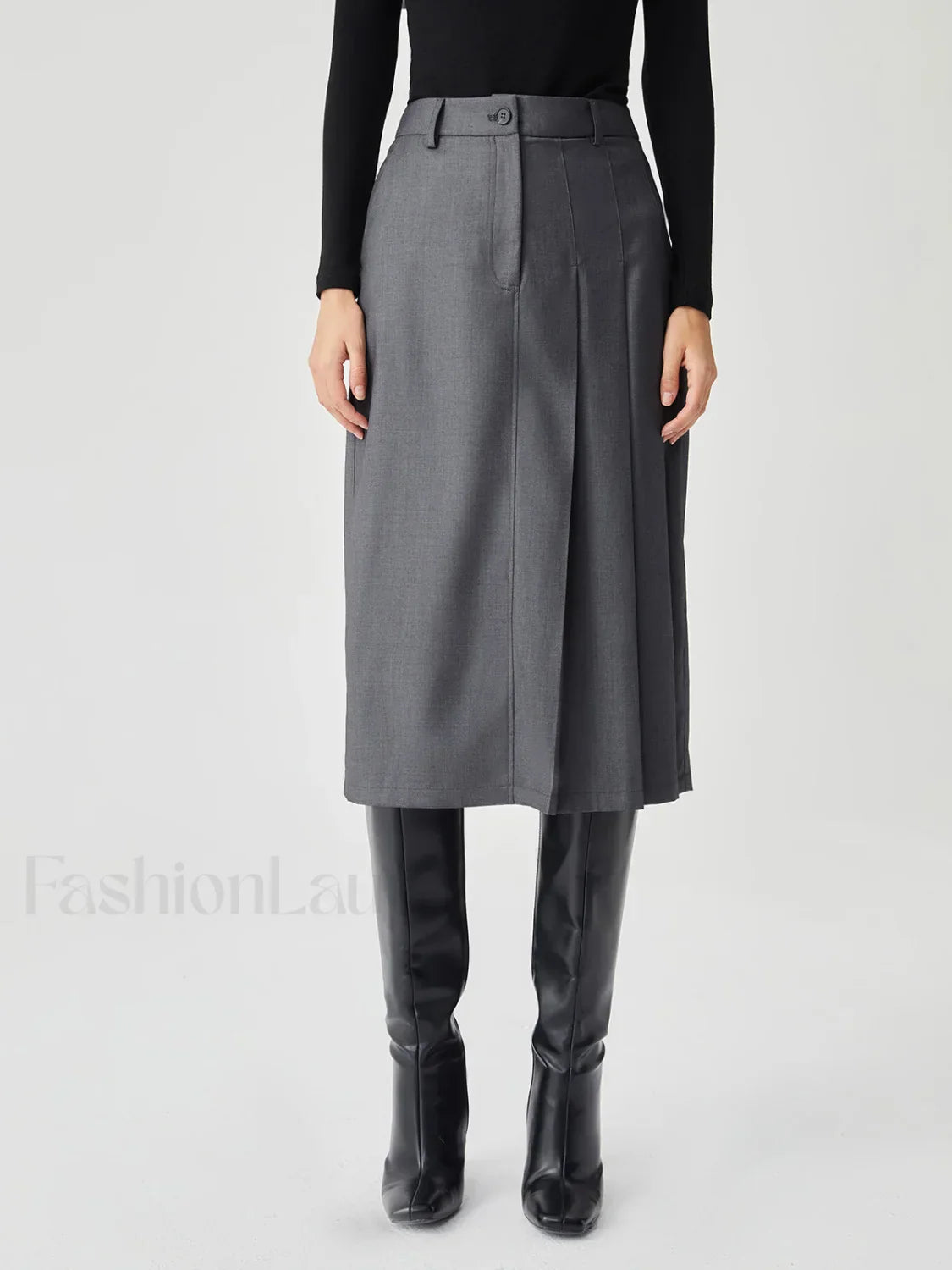 Asymmetrical Pleated Graceful Midi Skirt