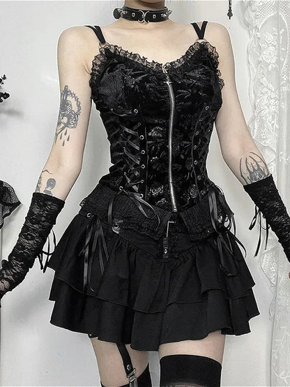Y2K Grunge High Waist Pleated Skirt