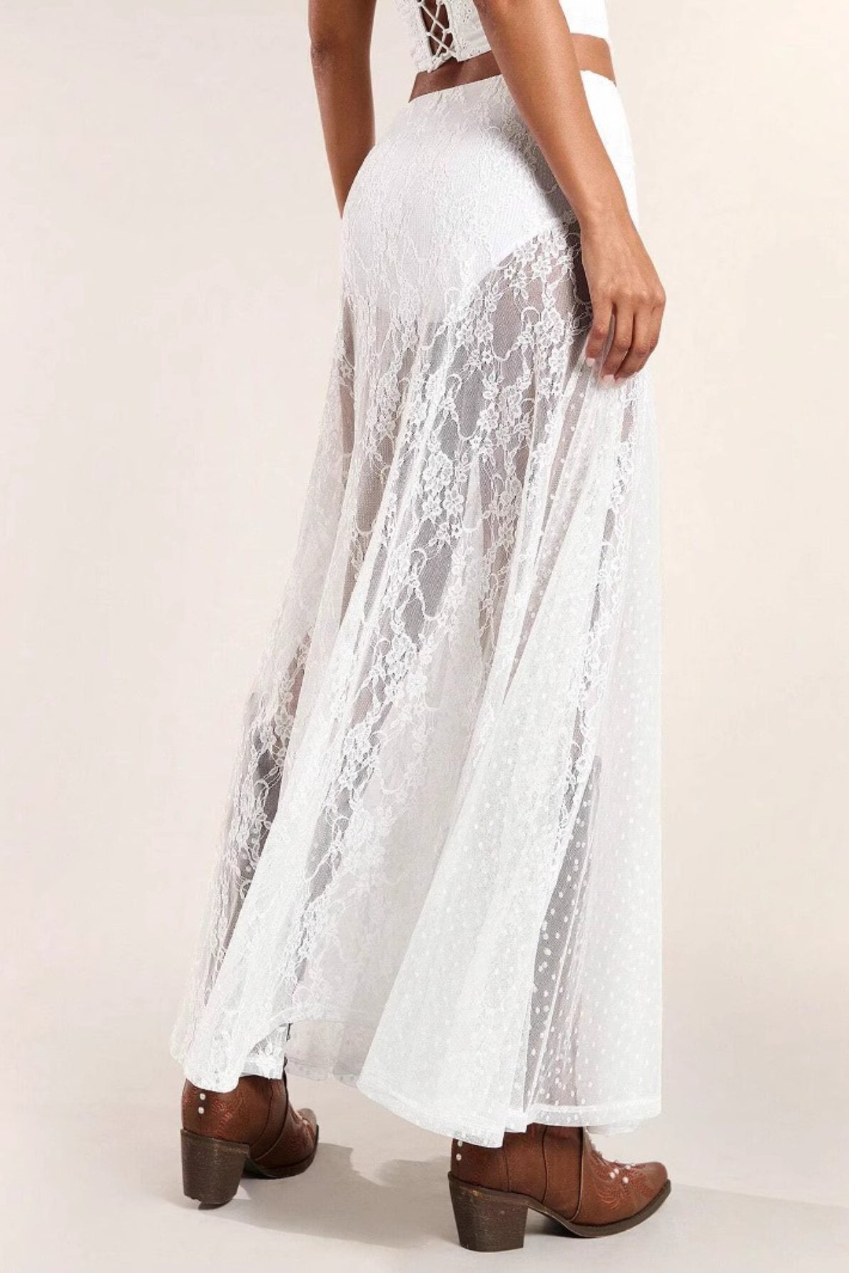 Low Waist Lace Trim Bodycon Pencil Skirt