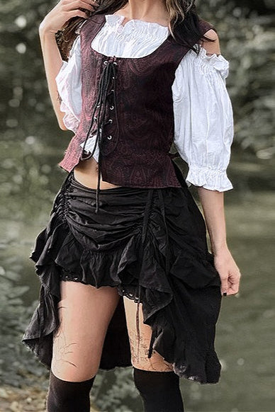 Gothic Style Irregular Midi Skirt