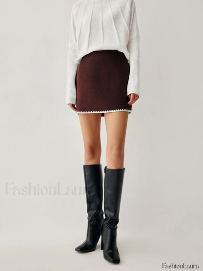 Embroidered Trim Graceful Mini Skirt
