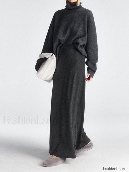 High Waist Graceful Flowy Maxi Skirt