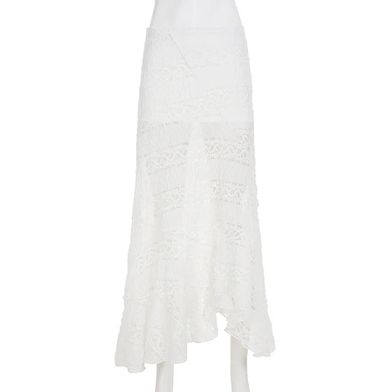 Alianny Eyelet Lace Midi Skirt