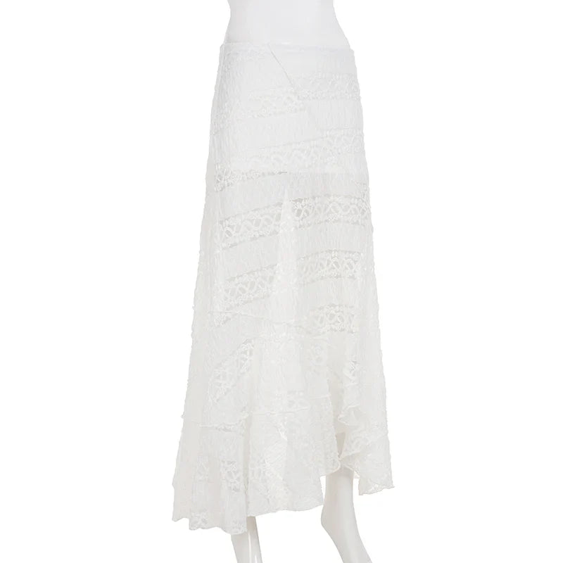 Alianny Eyelet Lace Midi Skirt