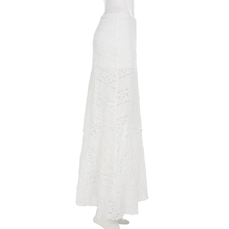 Alianny Eyelet Lace Midi Skirt