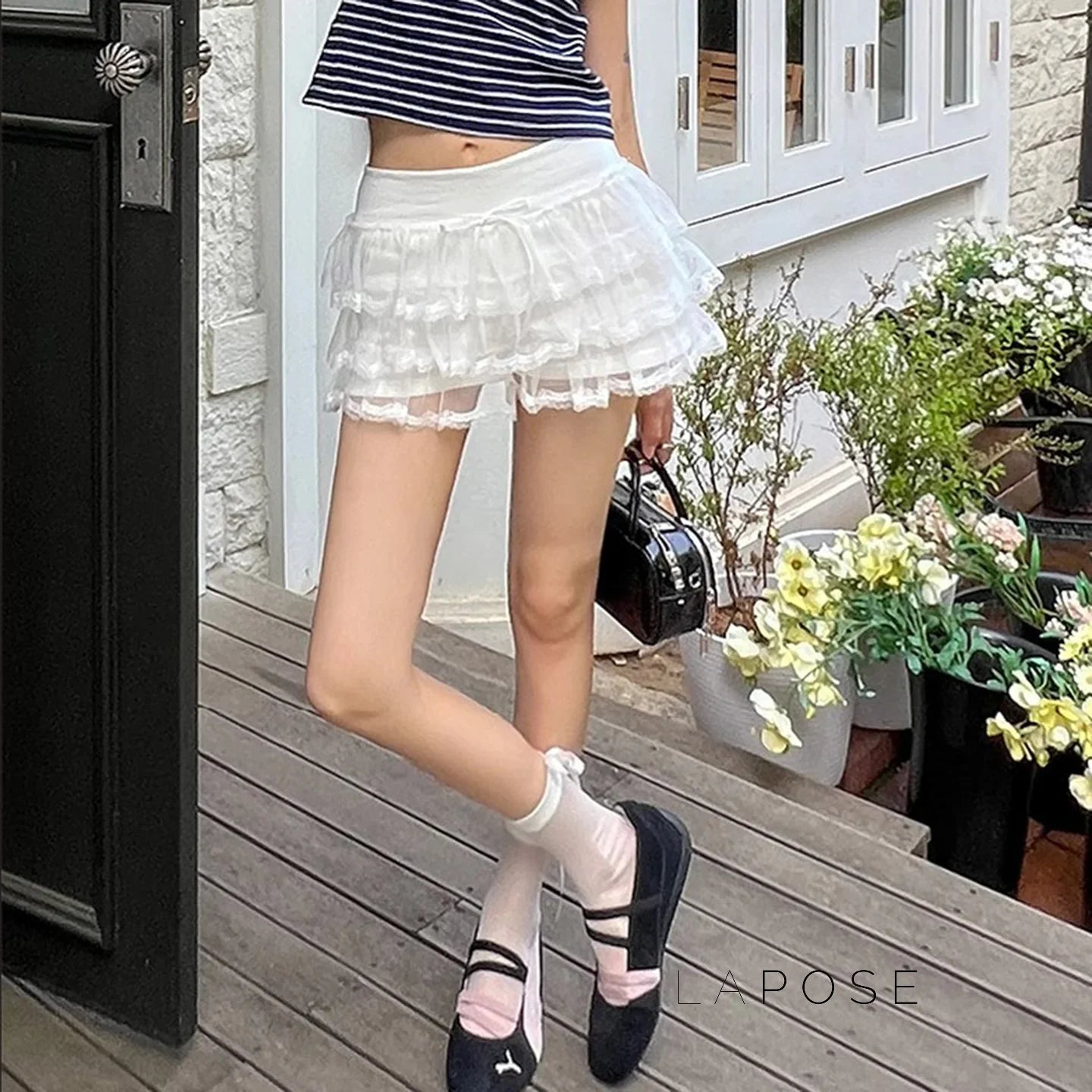 Auburn Lace Tiered Mini Skirt