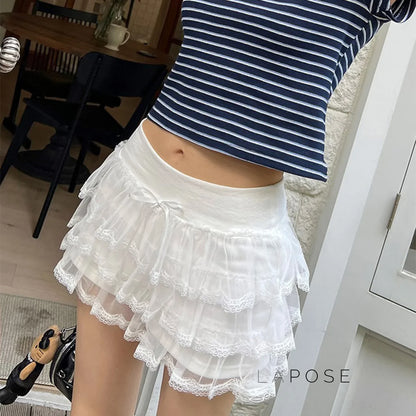 Auburn Lace Tiered Mini Skirt