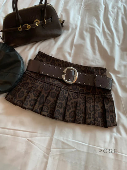 Avery Leopard Pleated Mini Skirt