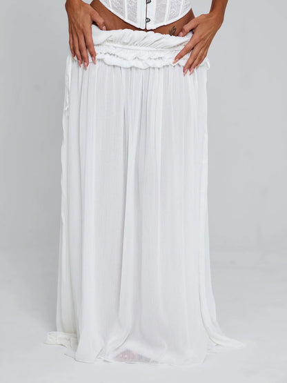 Delana Ruched Tie Maxi Skirt