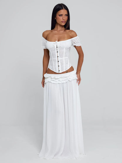 Delana Ruched Tie Maxi Skirt