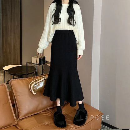 Janyla Knit Fishtail Skirt