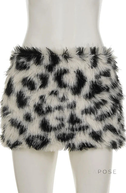 Jasmin Plush Leopard Mini Skirt