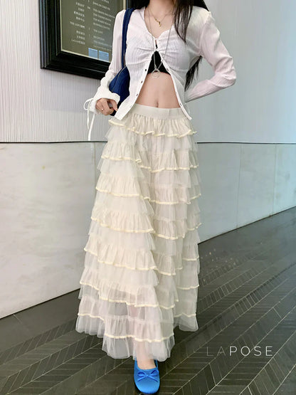 Lyrik Mesh A-Line Maxi Skirt