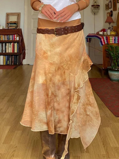 Markayla Dune Patchwork Ruffled Skirt