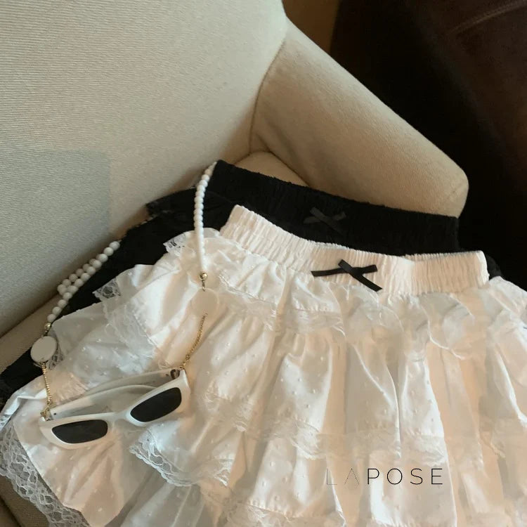 Reagen Tiered Bow Mini Skirt