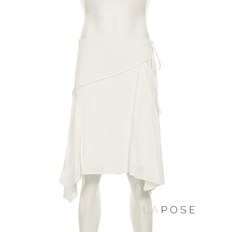 Tristan White Asymmetric Maxi Skirt