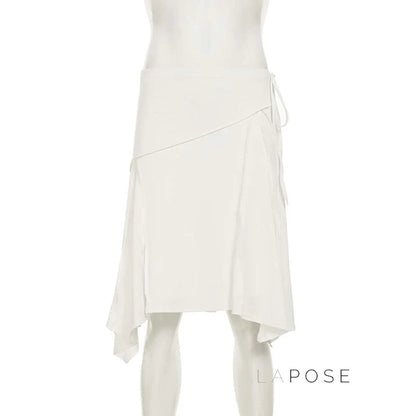 Tristan White Asymmetric Maxi Skirt