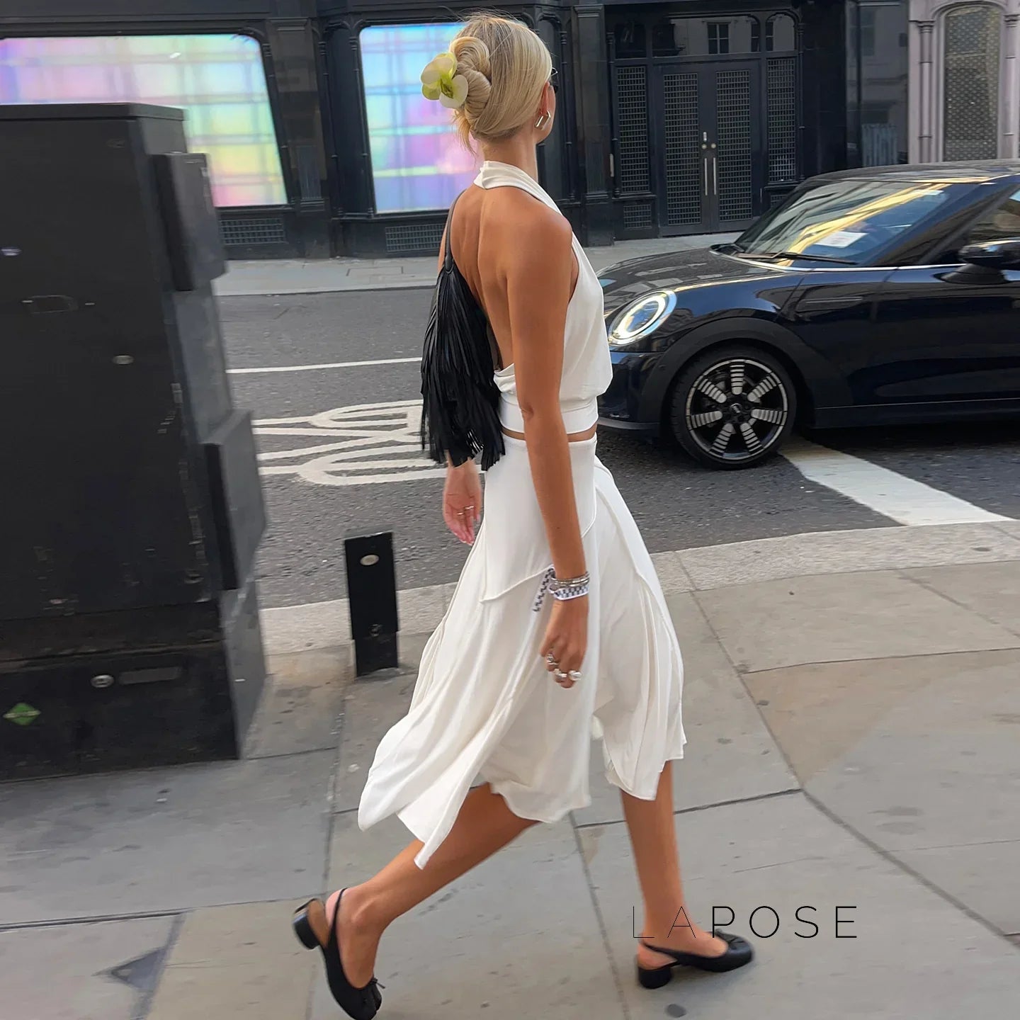 Tristan White Asymmetric Maxi Skirt