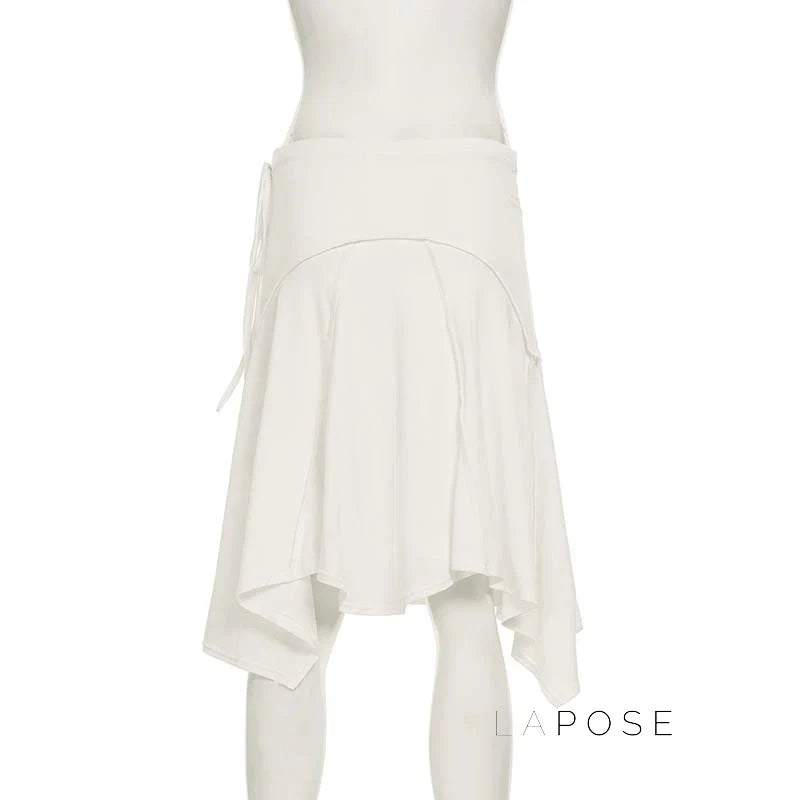 Tristan White Asymmetric Maxi Skirt