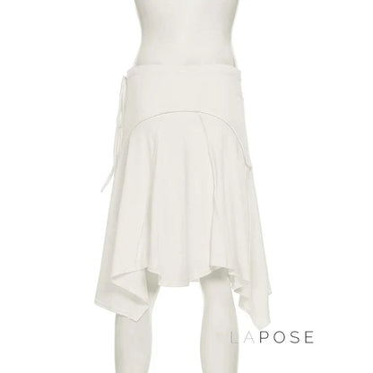 Tristan White Asymmetric Maxi Skirt
