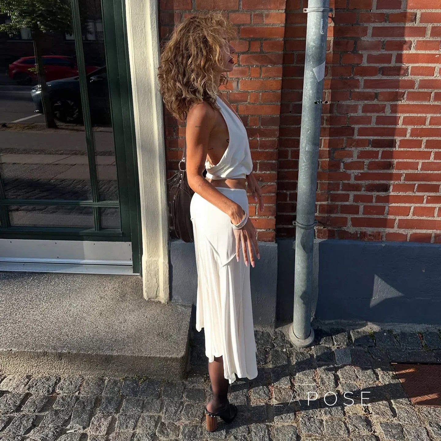 Tristan White Asymmetric Maxi Skirt