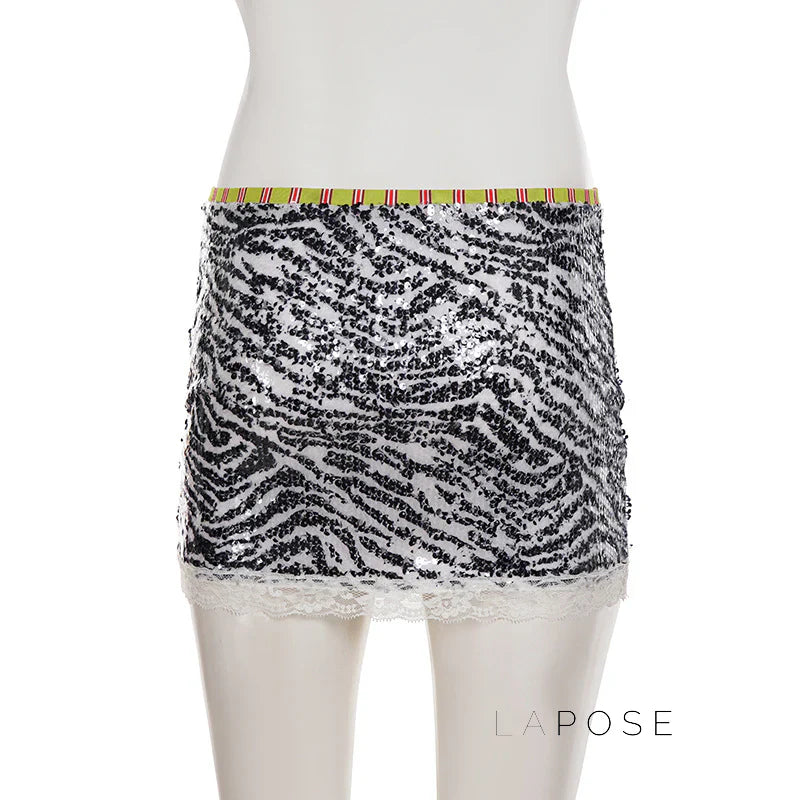 Zaylie Sequin Zebra Mini Skirt