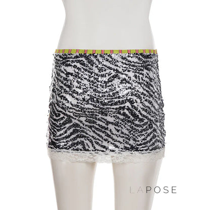 Zaylie Sequin Zebra Mini Skirt
