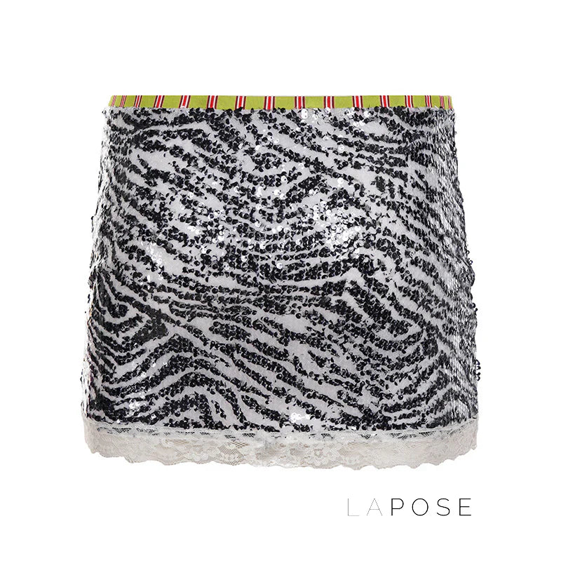 Zaylie Sequin Zebra Mini Skirt