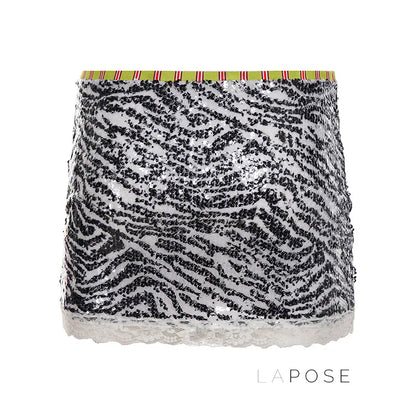 Zaylie Sequin Zebra Mini Skirt