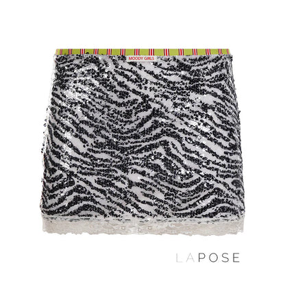 Zaylie Sequin Zebra Mini Skirt