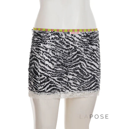 Zaylie Sequin Zebra Mini Skirt