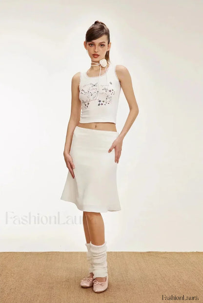 Lettuce-Edge Mesh Plaid Skirt