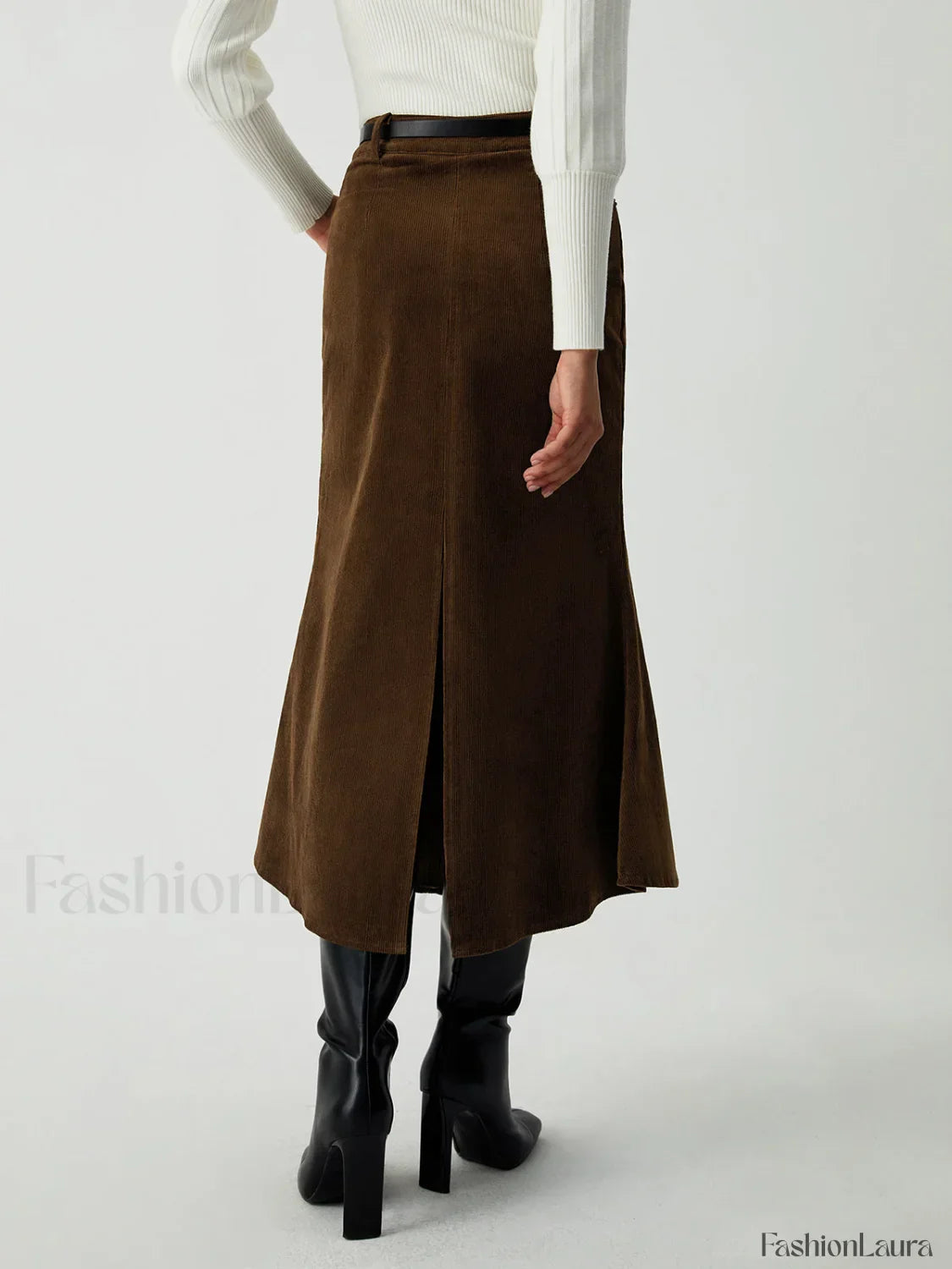 Maple Corduroy Graceful Midi Skirt