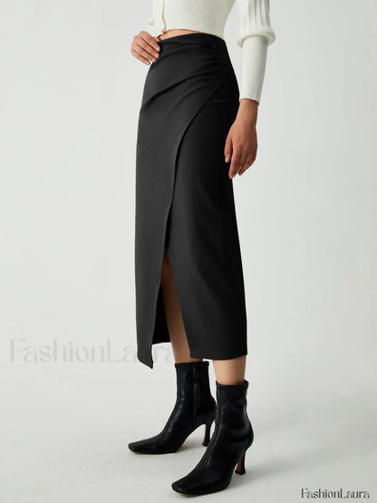 Maple Wrap Graceful Slit Midi Skirt