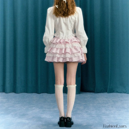 Plaid Lace Patchwork Skirt