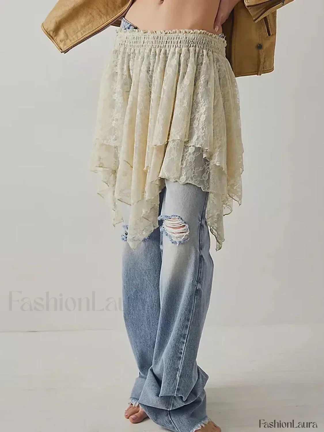Sheer Floral Lace Mini Skirt