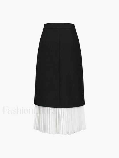 Two Tone Graceful Pleated Long Skirt