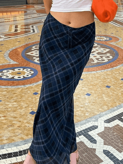 Vintage Checkered Maxi Skirt